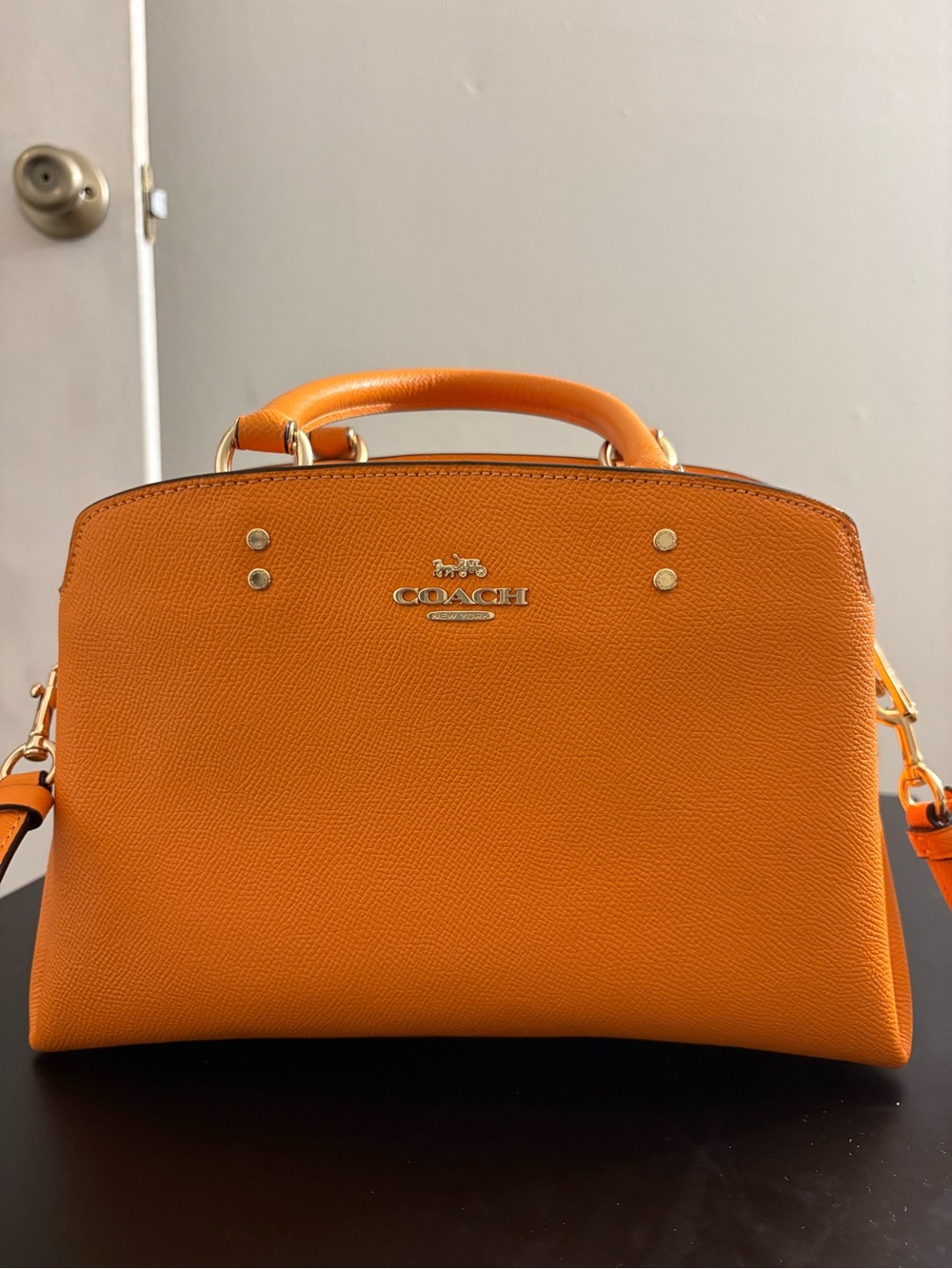 Coach Orange Pebble Leather Top-Handle Satchel